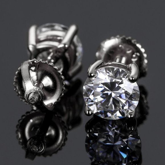 Jewelry - Certified 8ct. t.w. Diamond Round Cut 4-Prong Screw Back Earrings